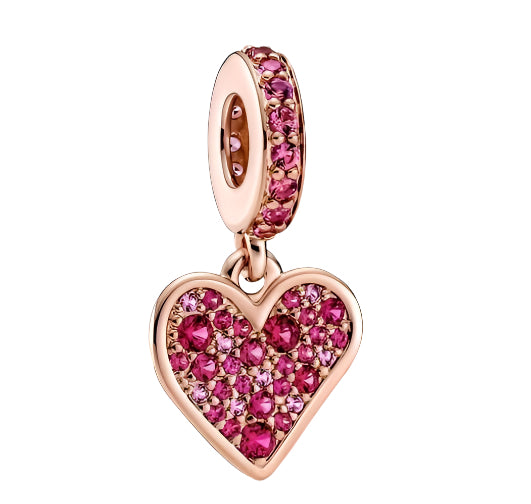 Pavé Freehand Heart Dangle Charm