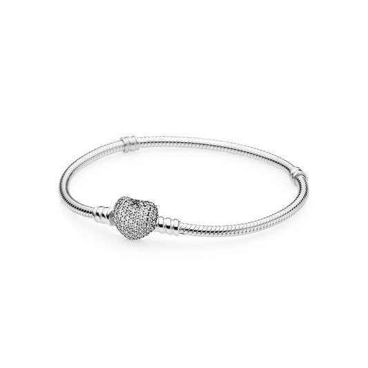 Sparkling Heart & Snake Chain Bracelet
