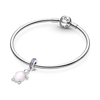 Pink Sea Turtle Murano Glass Dangle Charm