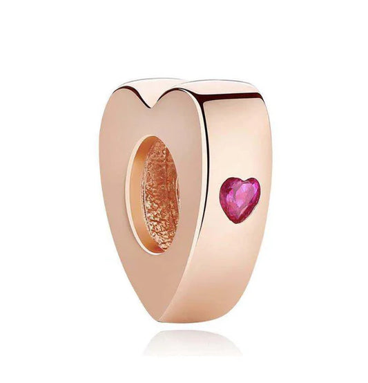Two Hearts Spacer with Red Zirconia