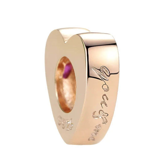 Two Hearts Spacer with Red Zirconia